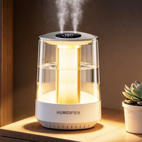 callumr 대용량 5L 초음파 가습기 듀얼 분무구 48시간 지속분무 USB 저소음, 베이지, HYDS001