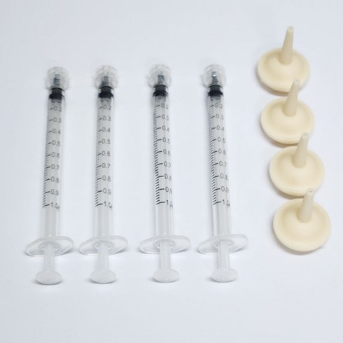 [꼬망구] 도마뱀 피딩 전용 주사기, 1ml, 4개