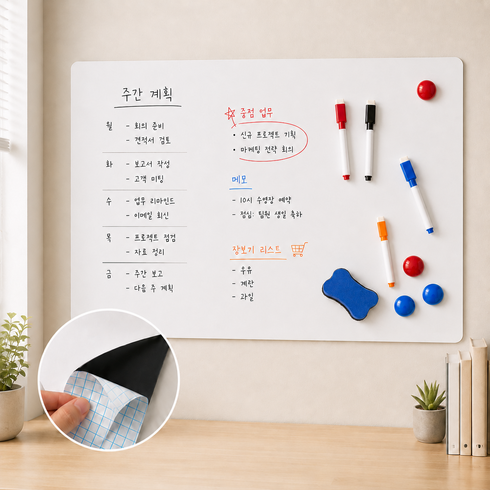 접착식 자석 화이트보드 시트지 붙이는 메모보드, 1개