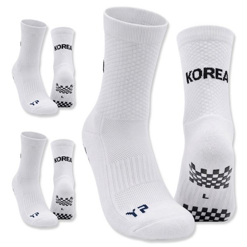 양파샵 KOREA 두꺼운 쿠션 논슬립 스포츠 양말, 3개, 화이트
