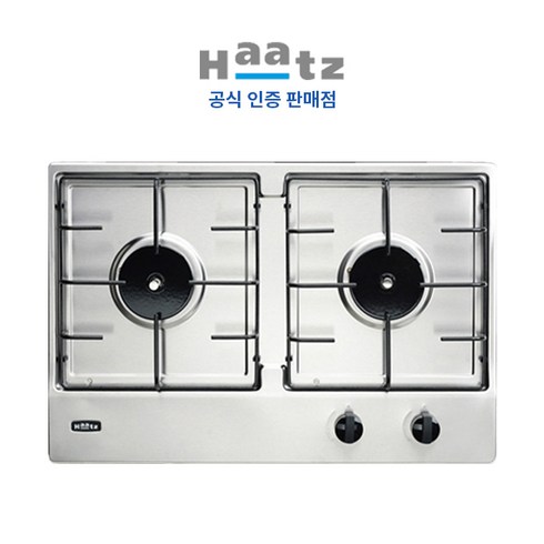 [전국설치] 하츠 Haatz 빌트인 가스레인지 2구 실버 (타공 560x370), 도시가스, HGR-2040SDBB
