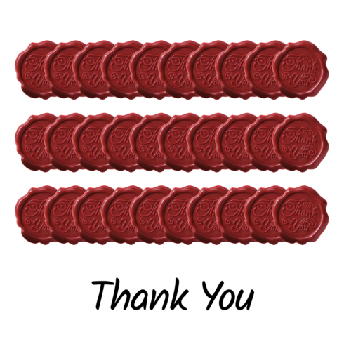 블루제이 프리미엄 실링왁스 스티커 대용량, Thank you, 30개, 레드