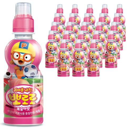 팔도 뽀로로 캐릭터 음료 복숭아맛, 235ml, 24개