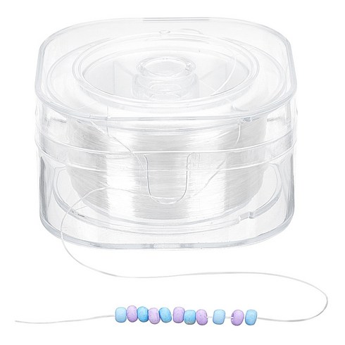 200m 리어큐브 잠금형 고탄성 우레탄줄 비즈 만들기 재료 0.2mm, 하얀색, 1박스
