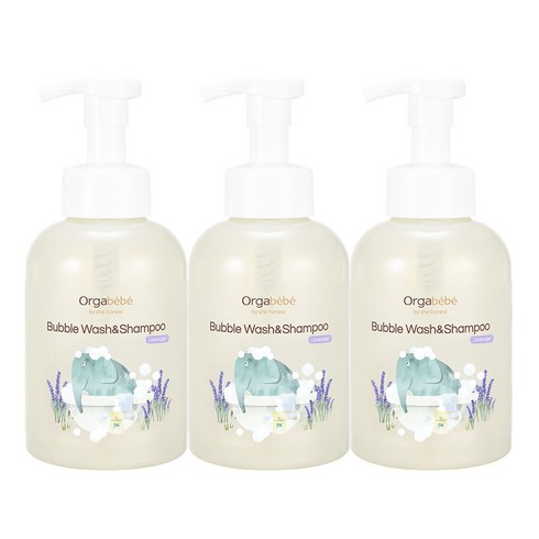 오가베베 버블 워시&샴푸 라벤더향 올인원, 3개, 500ml