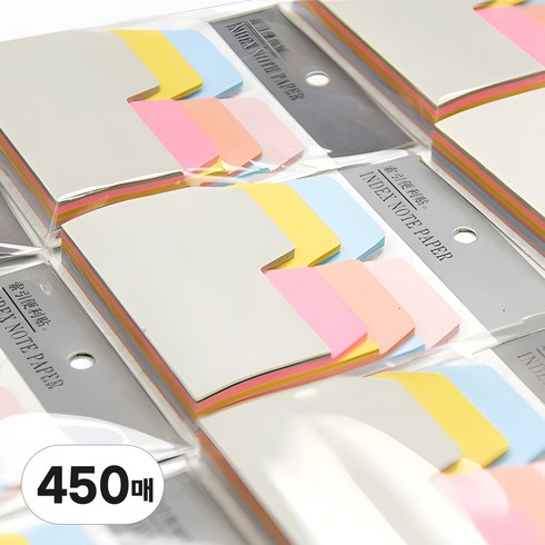 인덱스 점착 메모지 노트 필기 스티커 접착메모지, 5개, 90매, 혼합색상