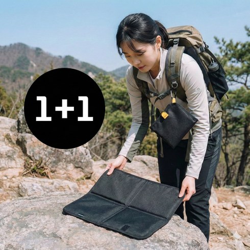 사봄 야외필수 비너포함 휴대 접이식방석, 블랙, 방수가능