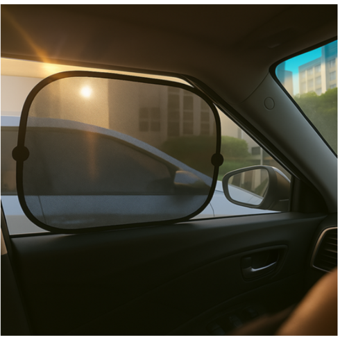 차량 실내 햇빛 자외선 차단 망사형 햇빛 가리개 2개입 세트, 1세트, 블랙