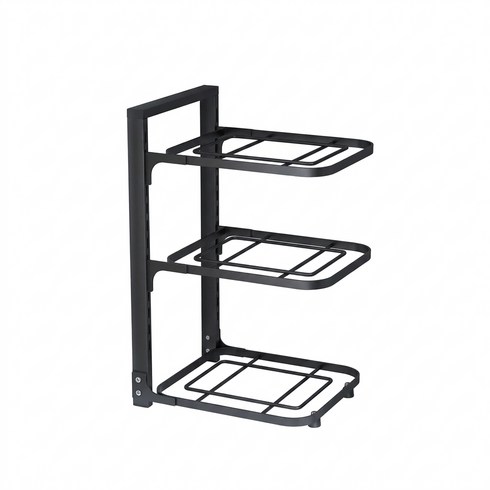 스탠드 깔끔한 후라이팬 다용도 정리대, 3단, 블랙, 1개