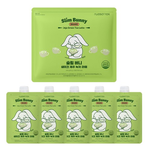 뉴베러 슬림 버니 단백질 쉐이크 파우치, 40g, 5개, 제주녹차라떼