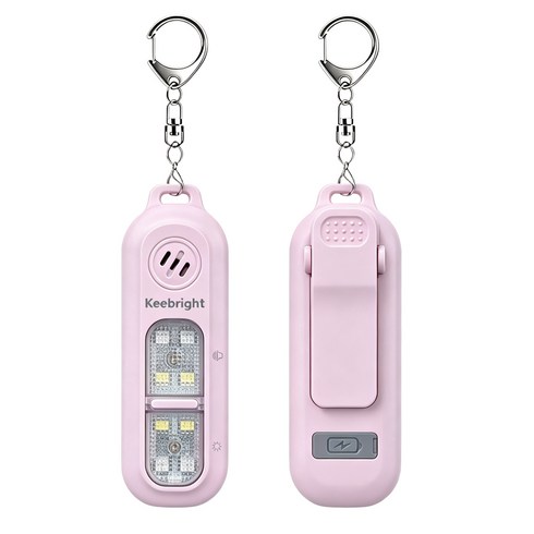 Keebright [단독 기획] SOS 야간 안전 경보기 USB-C 충전 / 130dB 호신용 LED 경광등 캠핑 등산 낚시 차박 필수템, GD-5297-KO，핑크색, 1개