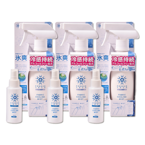 프리즈텍 일본1위 쿨링 스프레이 무알콜 자연 멘톨 냉각 성분 섬유탈취겸용, 3개, 300ml