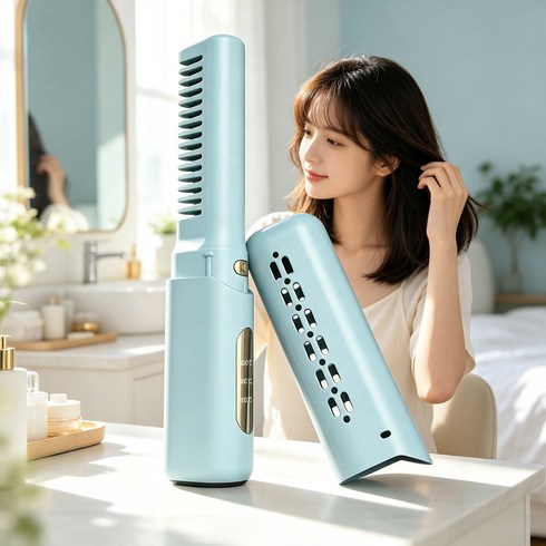 Solsken 휴대용무선 매직기 미니고데기 다기능고데기 앞머리매직기 3단계온도 조절, ZFS-666, 블루