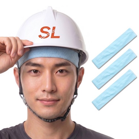 SL 안전모 내피 땀흡수대 땀받이 쿨링 여름 헤어밴드 3개, 1세트, 스카이블루