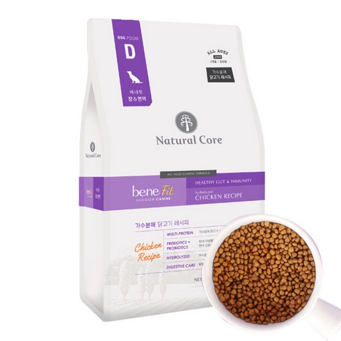 네츄럴코어 베네핏 가수분해 강아지 건식사료, 닭+연어, 2kg, 1개
