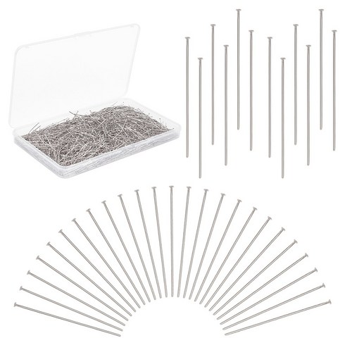 1500개 304 스테인리스 T핀 악세사리 부자재 40x0.7mm, 은색