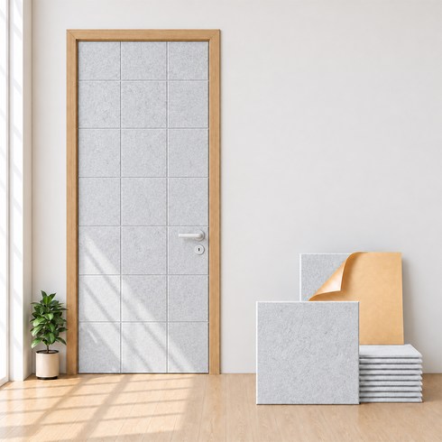 하루꿈 인테리어 방음판 접착식 방음재 흡음재 문소음방지 부착식 차음시트 벽지, 12개, 그레이