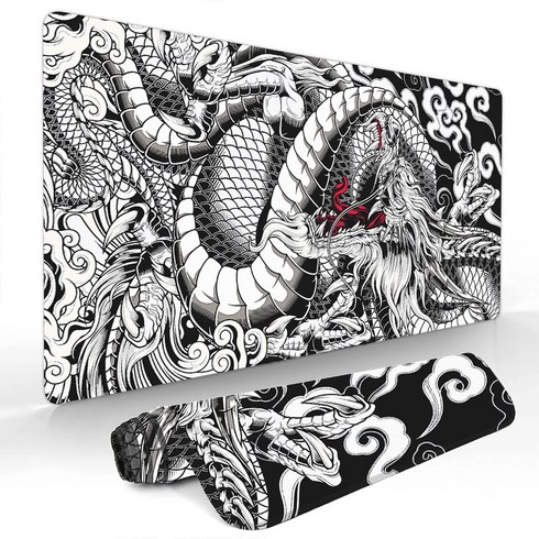 차이나 드래곤 게이밍 마우스 장패드 400X900X3MM, 1개, 흑백룡