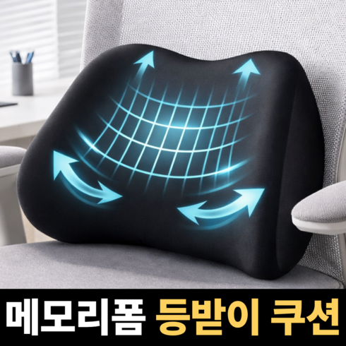 라인오브 메모리폼 허리 등받이 쿠션, 블랙(black)