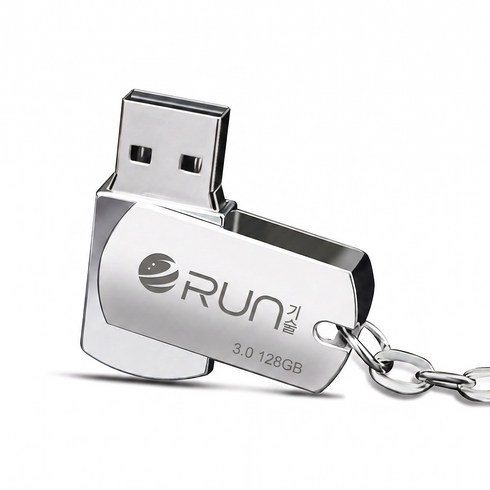 RUN기술 USB 메모리 128GB USB 3.2 Gen 1 초고속 130MB/s 메탈 회전형 휴대용 플래시 드라이브, 1개