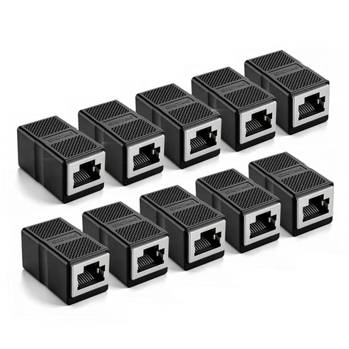 그레이트탕 CAT6A FTP 10Gbps RJ45 랜 연장 커플러 이더넷 랜선 연장 젠더, 35mm, 10개, CAT6A 검정색