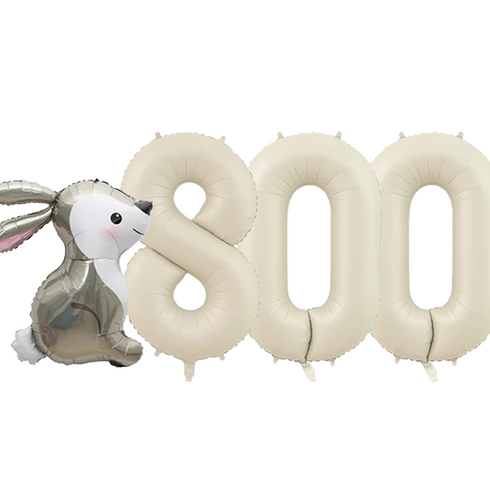 파파 파티 곰돌이 토끼 풍선 생일 파티 숫자 풍선 세트, 토끼 크림 800, 1세트
