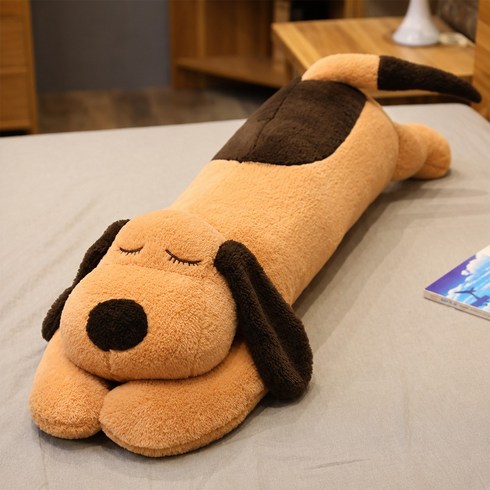 도림 귀여운 강아지 인형 안고자는 롱 쿠션 바디필로우, 브라운