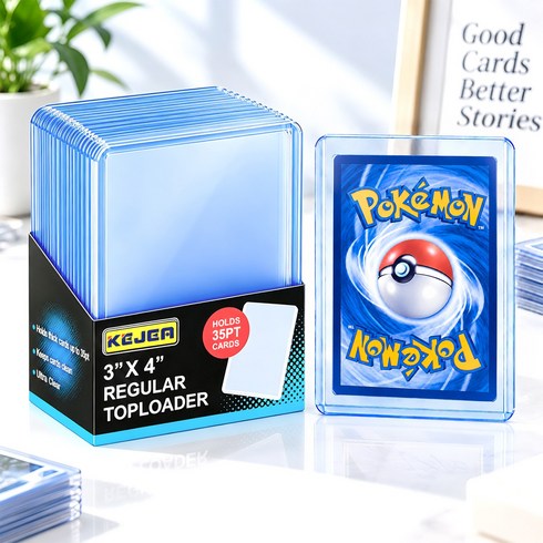 투명 탑로더 25개입 35PT 3x4인치 포토카드 TCG카드 포켓몬카드 신용카드 체크카드 호환 스크래치 먼지 보호, 1세트, 블루