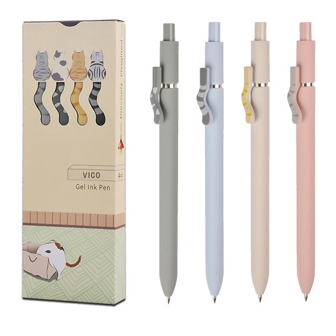 오피스프렌즈 귀여운 고양이 젤펜 블랙 0.5mm, 8개