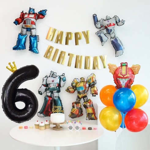 헬로 카봇 로봇 풍선 생일파티세트, 골드6, 골드6, 1세트