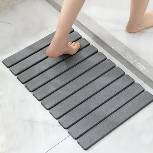 리보아 주방 접이식 규조토 발매트 딱딱한 화장실 욕실 앞 발매트, 다크그레이