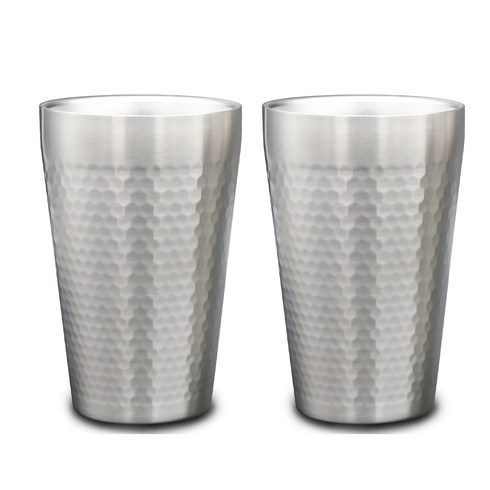 1+1 이중 진공 304 스텐 냉장고컵 보냉보온컵 2P세트, 허니큐브 450ml, 실버, 1개