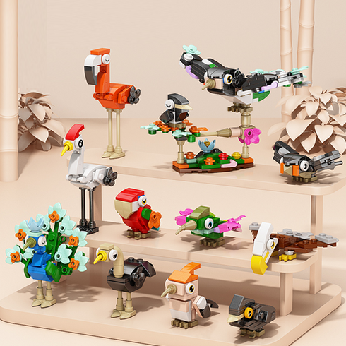 [알꿀밤-호환블럭-동물곤충] E새 조류 10in1 세트, 1세트