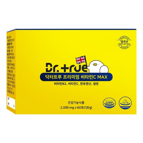 DrTrue 프리미엄 DSM 비타민C MAX 고함량 비타민씨 분말 비타민B2 판토텐산 셀렌 60p, 1개, 60회분
