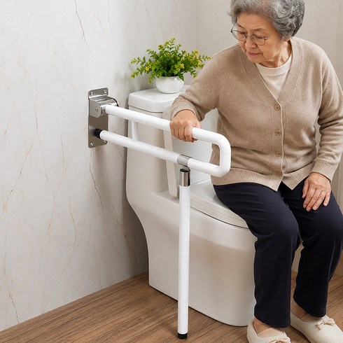 코아 90도 접이식 안전 손잡이 안전바 70cm, 화이트, 1개