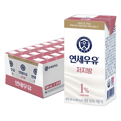 연세우유 저지방 멸균우유, 190ml, 24개