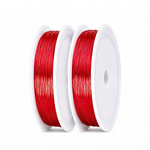 스피세프 컬러 공예 철사 공예용 가는 철 와이어 0.4mm x 50m, 2개, 빨강