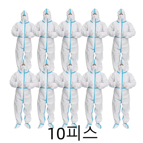 [대욱] 멀티 기능 방호복 연합 방수 방진 방유 방수면 작업복 방호복 방진복 방역복, XL, 10개, 순백색