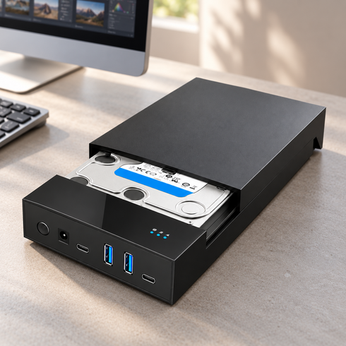 듀얼베이 외장 하드 케이스 도킹 스테이션 USB 허브 타입C SSD HDD 하드디스크 보관함, 1개, YG
