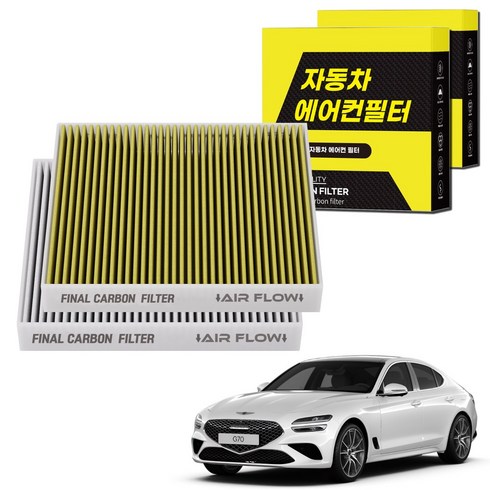 1+1 자동차 에어컨필터 그린 활성탄 냄새차단 순정형 PM, 2개, 더뉴 G80 (20.03~현재) [FCA-18]