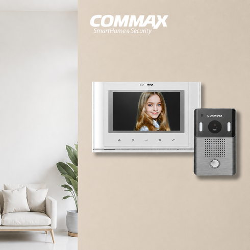 COMMAX 아날로그 비디오폰 화이트 CAV-77M + 초인종 DRC-4Y, CAV-77M(비디오폰), DRC-4Y(초인종)