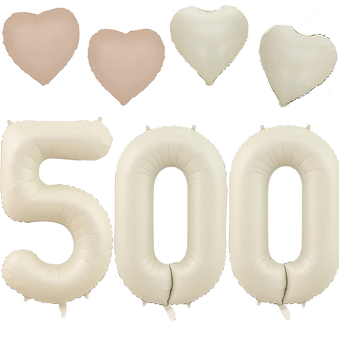 파파 파티 크림 하트 대형 숫자 기념일 생일 풍선 세트, 1세트, 크림 500 + 하트4p