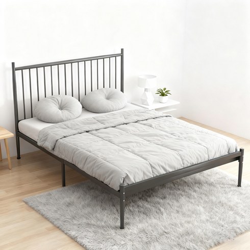 BiimTee 철제 침대프레임 SS/Q (매트리스 미포함), 블랙