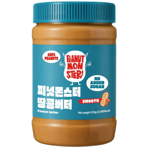 [압도적 고소함] 피넛몬스터 무가당 100% 땅콩버터 크런치, 1개, 510g