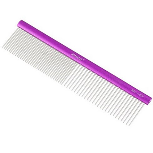 MADAN 마단 7.5인치 칼라 듀얼콤 일자빗 MAC-190V 강아지 고양이 비숑빗 푸들빗, Matted Purple, 1개