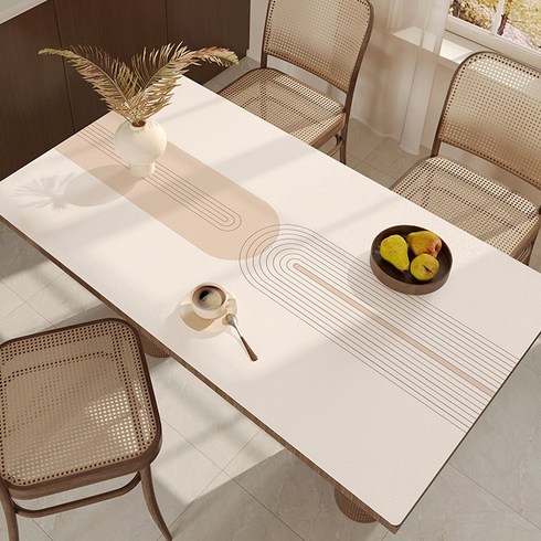 포령 두꺼운 가죽 방수방유 노르딕 스타일 식탁보 미니멀리즘 식탁매트, 1개, 60×120cm, B-심플 아크