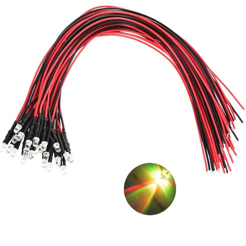 5V 3파이 컬러풀패스트 라운드 와이어 케이블 LED DIY 전자 실험 학교 교육 제작 실습 부품 조명 과학, 10개