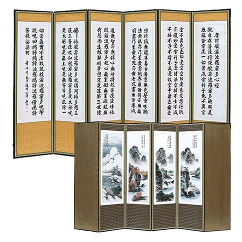 두레공예사 제수용품 일반 추사 산수화 6폭병풍 +병풍커버, 1개