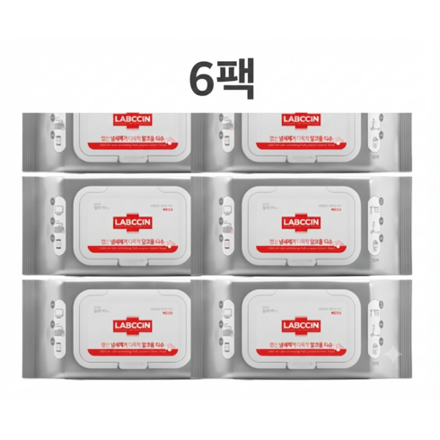 랩신 냄새제거 다목적 알코올 티슈 캡형, 45g, 50매, 6개