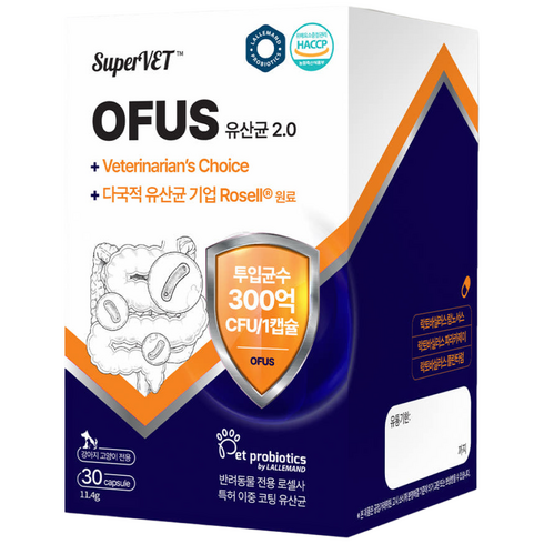 강아지 고양이 유산균 프로바이오틱스 설사 변비 장건강 면역 슈퍼벳 오퍼스 2.0 30캡슐, 2개, 장건강/유산균, 30정